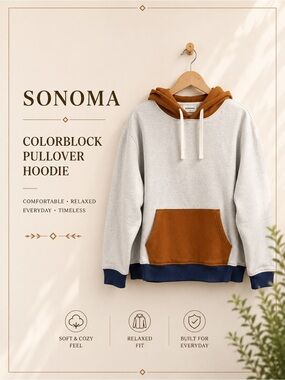 Sonoma Colorblock Pullover Hoodie XXL